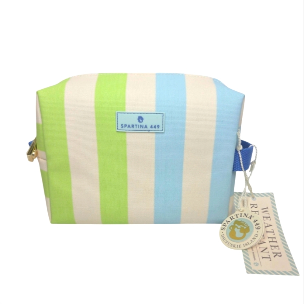 Spartina 449 Cosmetic Case Overboard Stripe Water Stain Resistant NWT